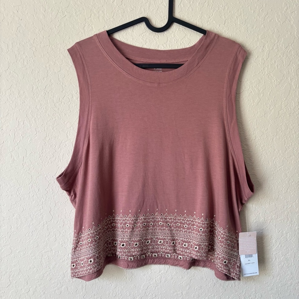 Spiritual Gangster | Women's Boho Embroidered Box Crop Tank Top Size XL NWT